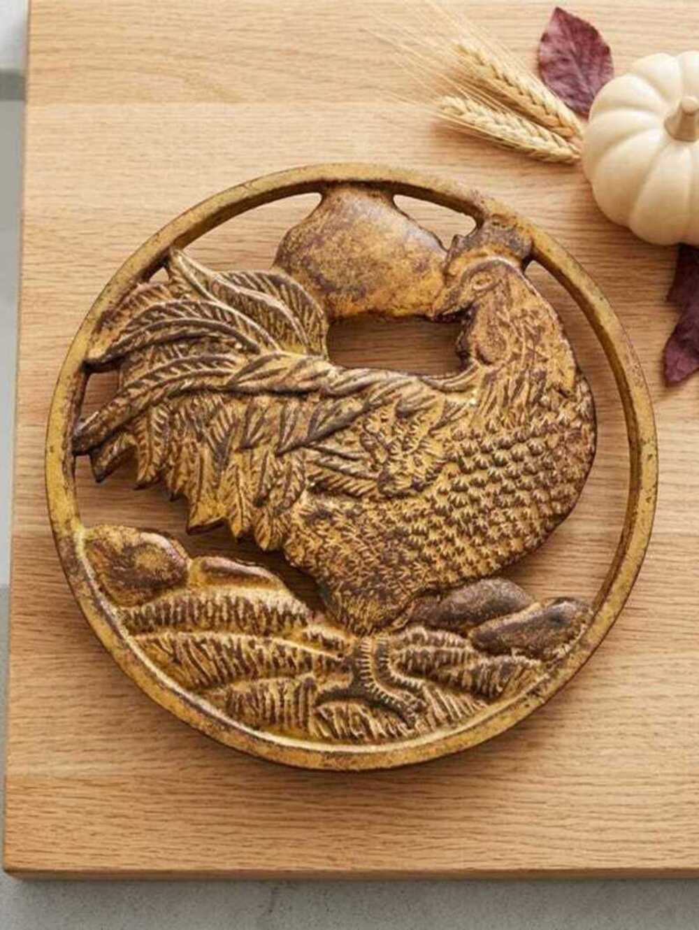 Vintage Cast Iron Rooster Trivet